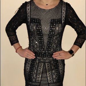 Black beaded formal dress